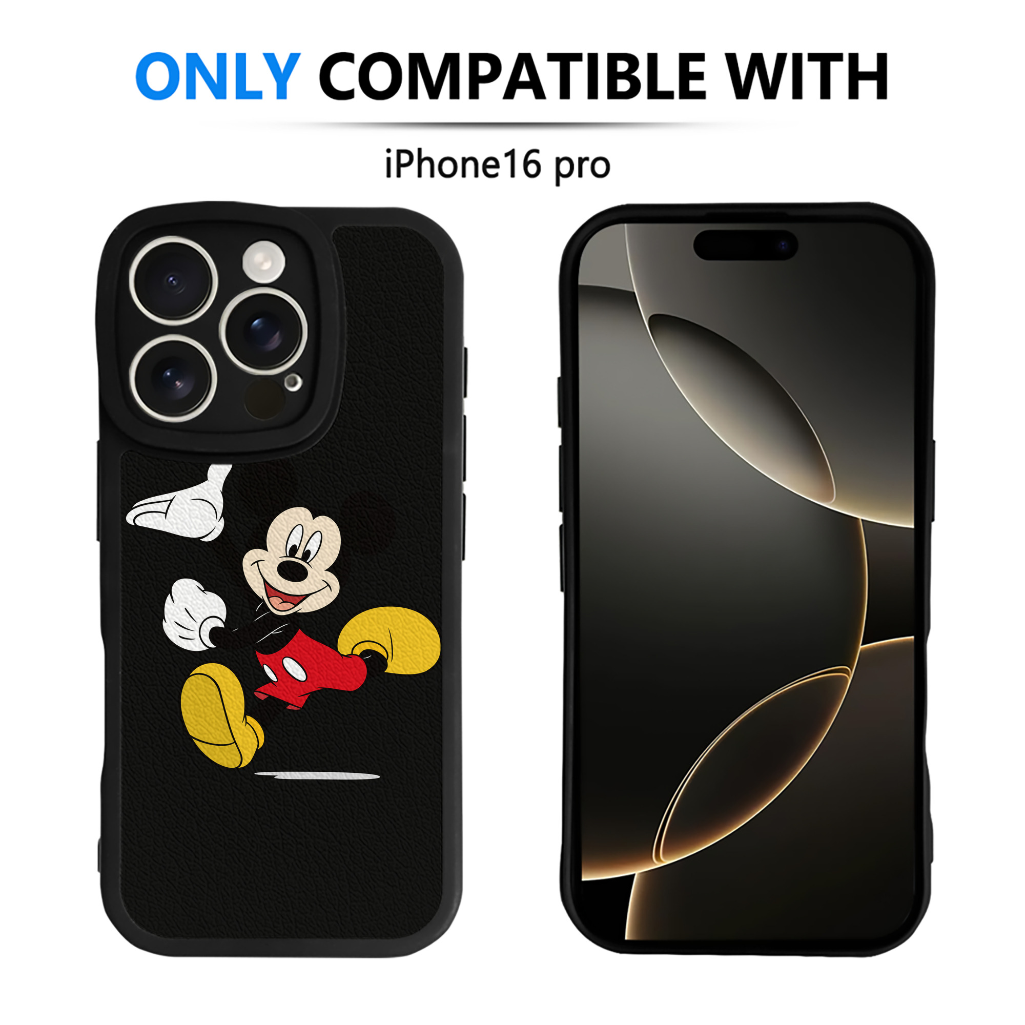 （画像用） ミッキーマウス Mickey Mouse 【iPhone 16シリーズ対応】シリコンスマホケース（レザー調） 材質：シリコン